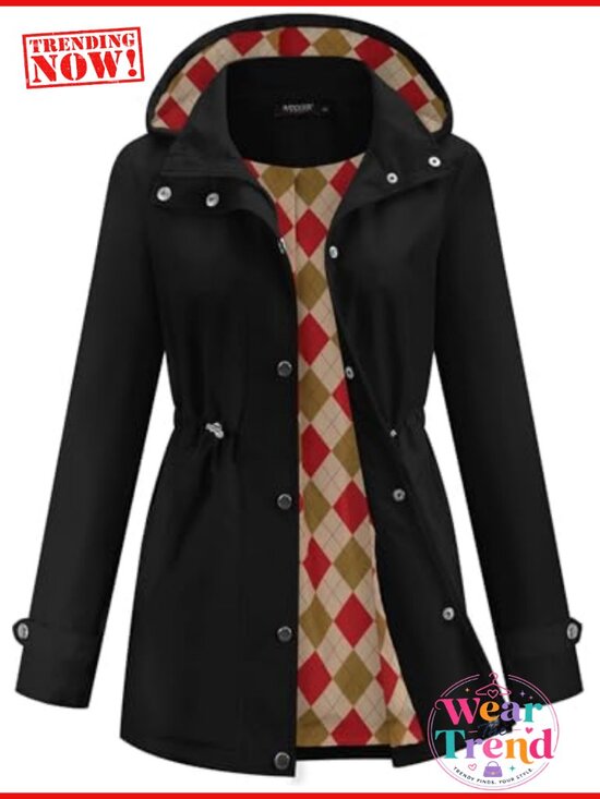 Jackets & Blazers - Waterproof Hooded Rain Jacket Lightweight Zip Trench Coat